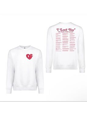 Taylor Swift I Love You Lyrics Sweatshirt Size M Swifty White Red Crewneck